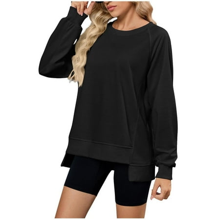 Girls Pullover Sweatshirts Without Hood Sport Sweatshirt for Women Fashion Comfy Classic-Fit Long Sleeve Tops Baggy Tracksuit Lounge Wear Dailywear Workout Gym Workwear