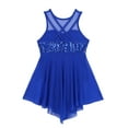 thumbnail image 4 of Venjoe Kids Girls Sequined Ballet Lyrical Dance Dress Leotard  Asymmetrical Dancewear Costume Royal Blue 8, 4 of 7
