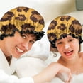 thumbnail image 6 of Shower Caps,Yellow and Black Of Leopard Print Waterproof Shower Cap for Women 4 Pieces,Double Reusable Hair Cover for Shower PEVA Elastic Stretch Hem, 6 of 7
