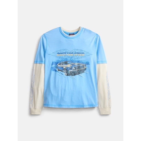 Weekend Academy Boys Layered Graphic Tee with Long Sleeves, Sizes 4-18