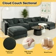 thumbnail image 3 of 144" Modular Cloud Sectional Sofa, Black-Gray U-Shaped Couch with Ottoman, Chenille Fabric 6-Seat Sofa with Pillows and Cup Holder for Living Room, 3 of 13