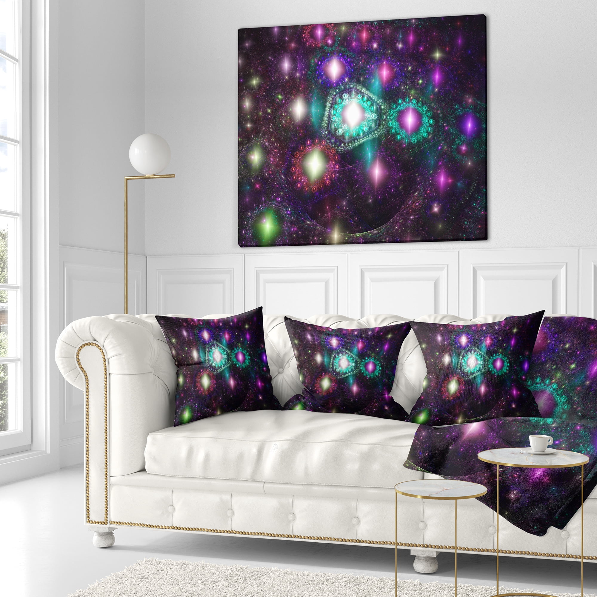 Designart Far Bright Colorful Space Galaxy - Abstract Throw Pillow - 16x16
