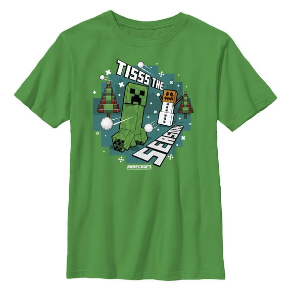 Boy's Minecraft Creeper Snow Season Graphic T-Shirt