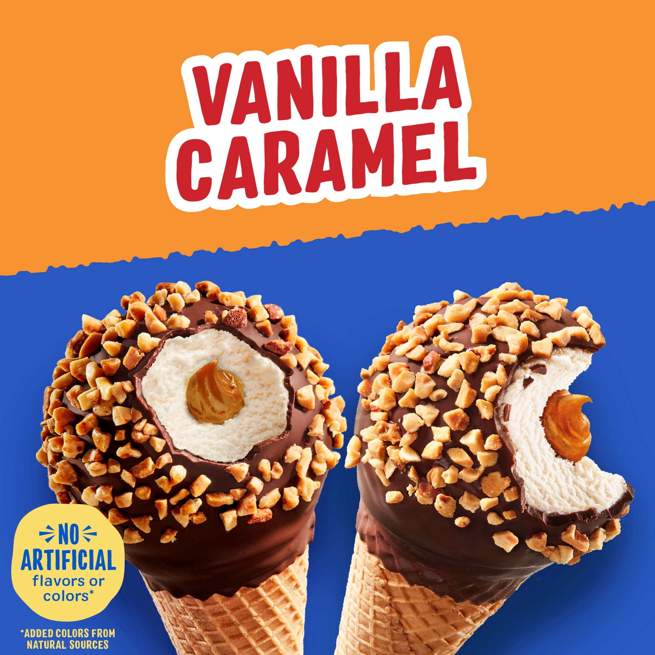 Drumstick Vanilla Caramel Sundae Cones, Kosher, 4 Count