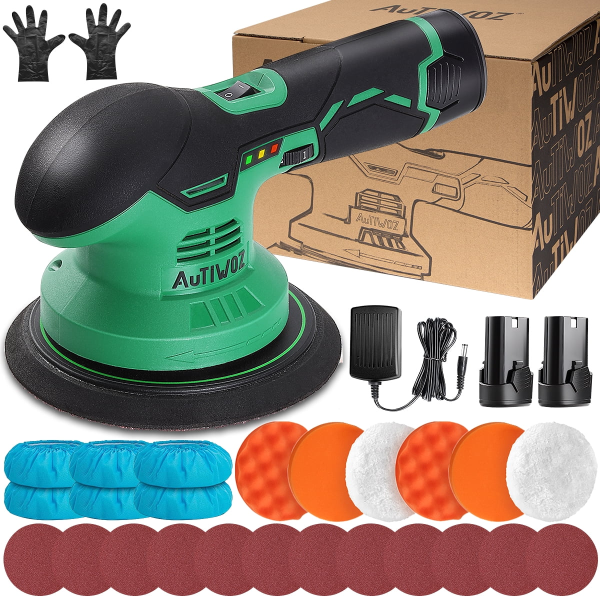 AUTIWOZ Cordless Car Polisher Buffer Sander Machine Dual Action Car