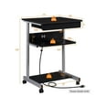 thumbnail image 2 of Mobile Laptop Desk with Power Outlet - Rolling Computer Table, Home Office Desk with USB Ports & Printer Shelf - 22in Compact Desk, Black, 2 of 5