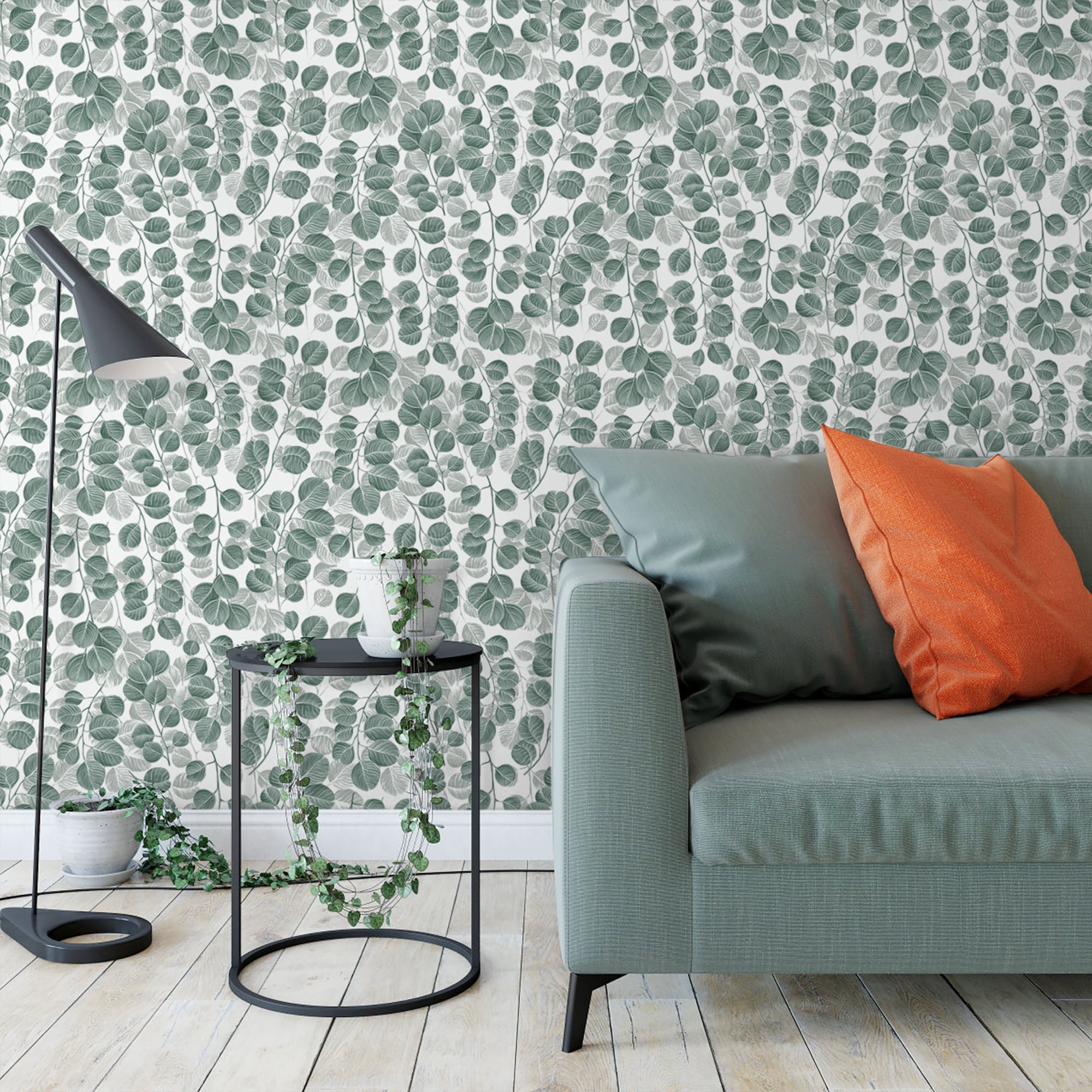 (2 pack) Abyssaly Peel and Stick Wallpaper Green Leaf Wallpaper 17.7" x 118"Self-adhesive Removable Floral Contact Paper for Cabinets Bedroom Living Room Decorative Wall