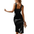 thumbnail image 2 of Kmbangi Robe d'Été Sans Manches pour Femmes Col en V Froncée Robe de Soirée pour Cocktail Plage Club Streetwear, 2 of 6