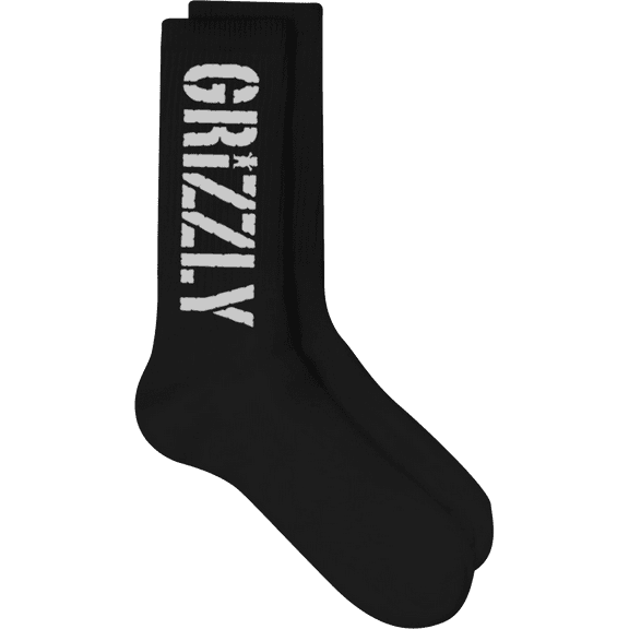 Grizzly Stamp Crew Socks Black/White 1 Pair