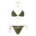 thumbnail image 4 of GEWSEY Women's Extreme Sexy Swimsuit Color Block Micro Bikini Tie Side 2 Piece Bathing Suits (Army Green, XL), 4 of 9