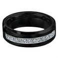 thumbnail image 3 of Tungsten Wedding Band Ring 8mm Men's Engagement Black with 13 Cz Stone Inlay Comfort Fit, 3 of 4