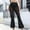Black, variant on Idoravan Women's Plus Size Pants Womens Casual Ladies Sexy Mesh Sheer Solid Color Elastic Flared Pants
