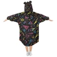 thumbnail image 2 of FORMRS Wearable Blanket Hoodie with Sleeves for Kids Cozy Flannel Sweatshirt, Black Neon Lightning, 2 of 7