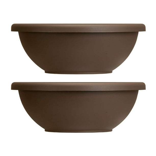 Hc Companies 22 Inch Resin Garden Bowl Planter Pot Chocolate Brown 2 Pack Com 22 Inch Resin Garden Bowl Planter Pot, Grey Garden Bowl Planter