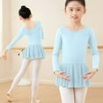 thumbnail image 2 of Eltusu Girls Ballet Dance Dress, Practice Cotton Crewneck Short Sleeve Leotard Skirts Light Blue Size 8-9 T, 2 of 8