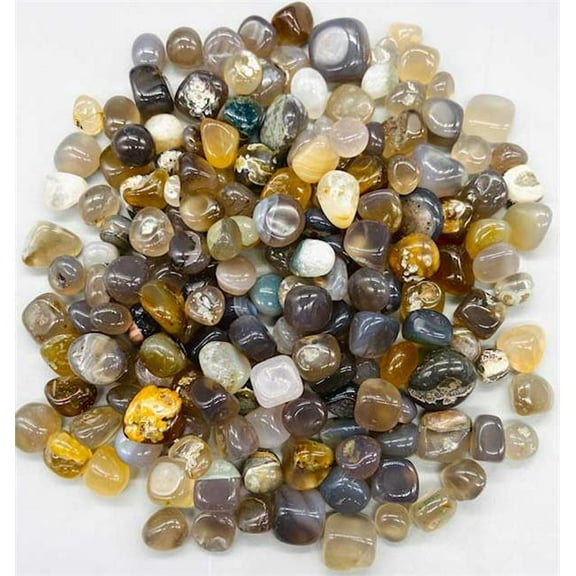 AzureGreen GCTAGAG8B 8-12 mm 1 lbs Agate Tumbled Chips, Gray