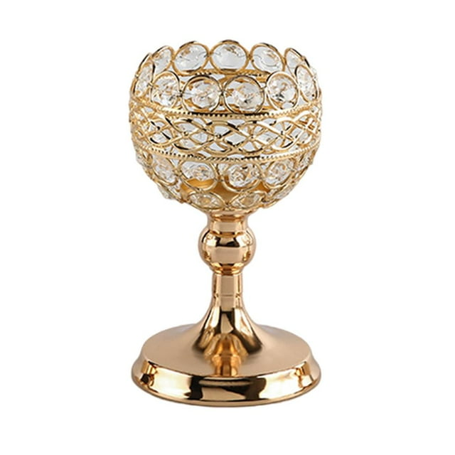 Candelabro de cristal para mesa de comedor, candelabro decorativo Dorado M