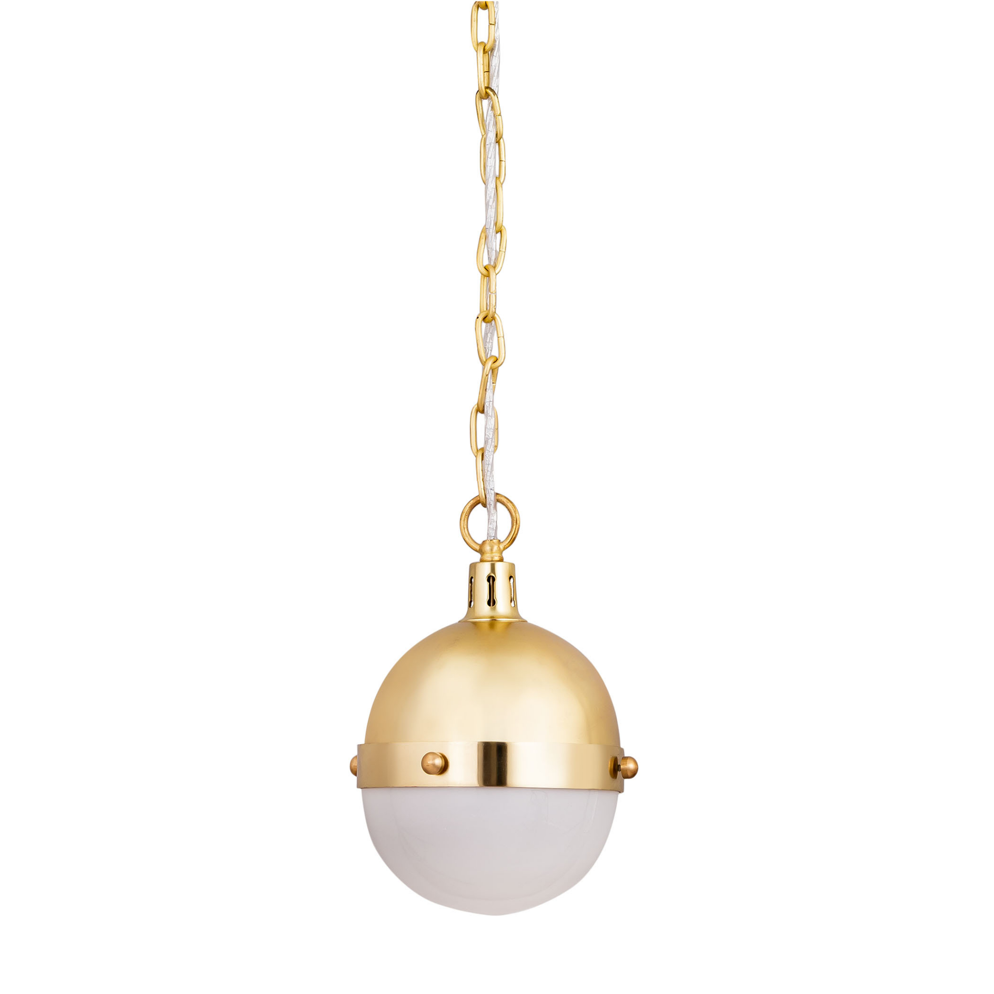 Atlas Lighting and Home 1-Light Satin Brass Hanging Mini Pendant Ceiling Light Fixture with Orb