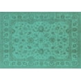 thumbnail image 1 of Ahgly Company Machine Washable Indoor Rectangle Oriental Turquoise Blue Traditional Area Rugs, 7' x 9', 1 of 4