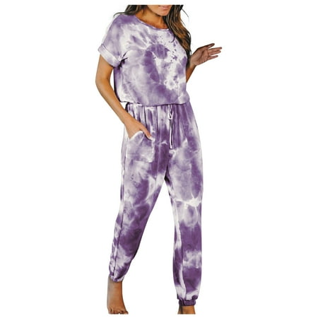 

Njoeus Ladies Suits For Work Professional Ladies Suits For Work Women S Fashion Slim Contrast Lace Elastic Waist Short Sleeve Casual Two Piece Suit Pajamas Ladies Suits For Work Professional