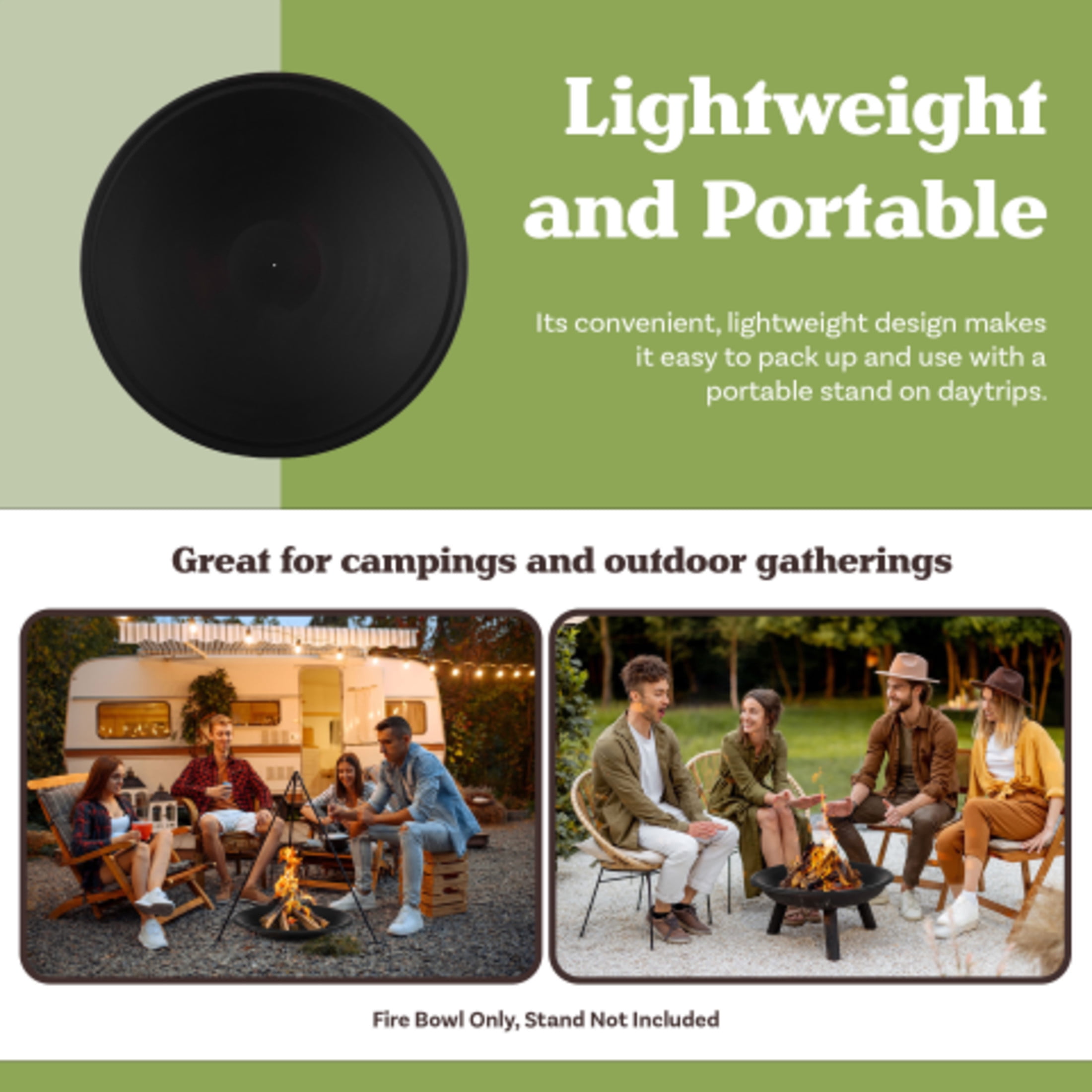 Pure Garden 24in Fire Bowl - Firepit Insert for DIY Fire Pit or Replacement