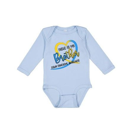 

Inktastic Proud of my Brother Down Syndrome Awareness Heart Ribbon Boys or Girls Long Sleeve Baby Bodysuit