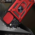 thumbnail image 2 of Compatible with iPhone 13 Pro Max Case with Sliding Camera Lens Cover and Ring Kickstand Heavy Duty Military Grade Protection Phone Shockproof Back Cover for iPhone 13 Pro Max, Red, 2 of 8