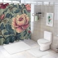 thumbnail image 7 of Patifu Flowers Floral Pattern Bathroom Shower Curtain Set with Hooks 100% Polyester Fabric Waterproof Elegant Bathroom Decor Set 36"x72, 7 of 7