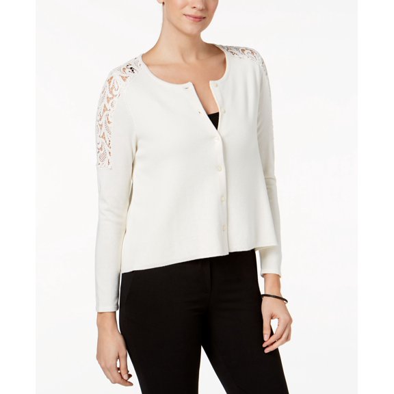 Charter Club Petite Lace Trim Cardigan Vintage Cream PL