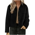 thumbnail image 1 of Breezora Veste en Daim pour Femmes, Décontractée, Boutonnée, Manches Longues, pour Automne, Travail et Extérieur, Taille TG, Noir, 1 of 8