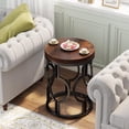 thumbnail image 2 of Tribesigns Round End Table, Industrial Small Side Table Nightstand for Living Room, Brown, 2 of 7