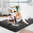 thumbnail image 4 of Convertible Bean Bag Chair Bed for Adults, Full Size Corduroy Floor Sofa with Washable Cover & High-Density Foam, No Assembly, Dark Gray, 4 of 8
