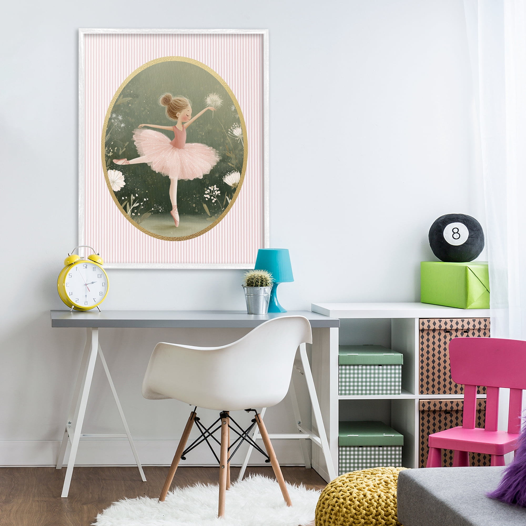 Stupell Industries Green & Pink Ballerina White Framed Giclee Art, design by Christine Simpson Art