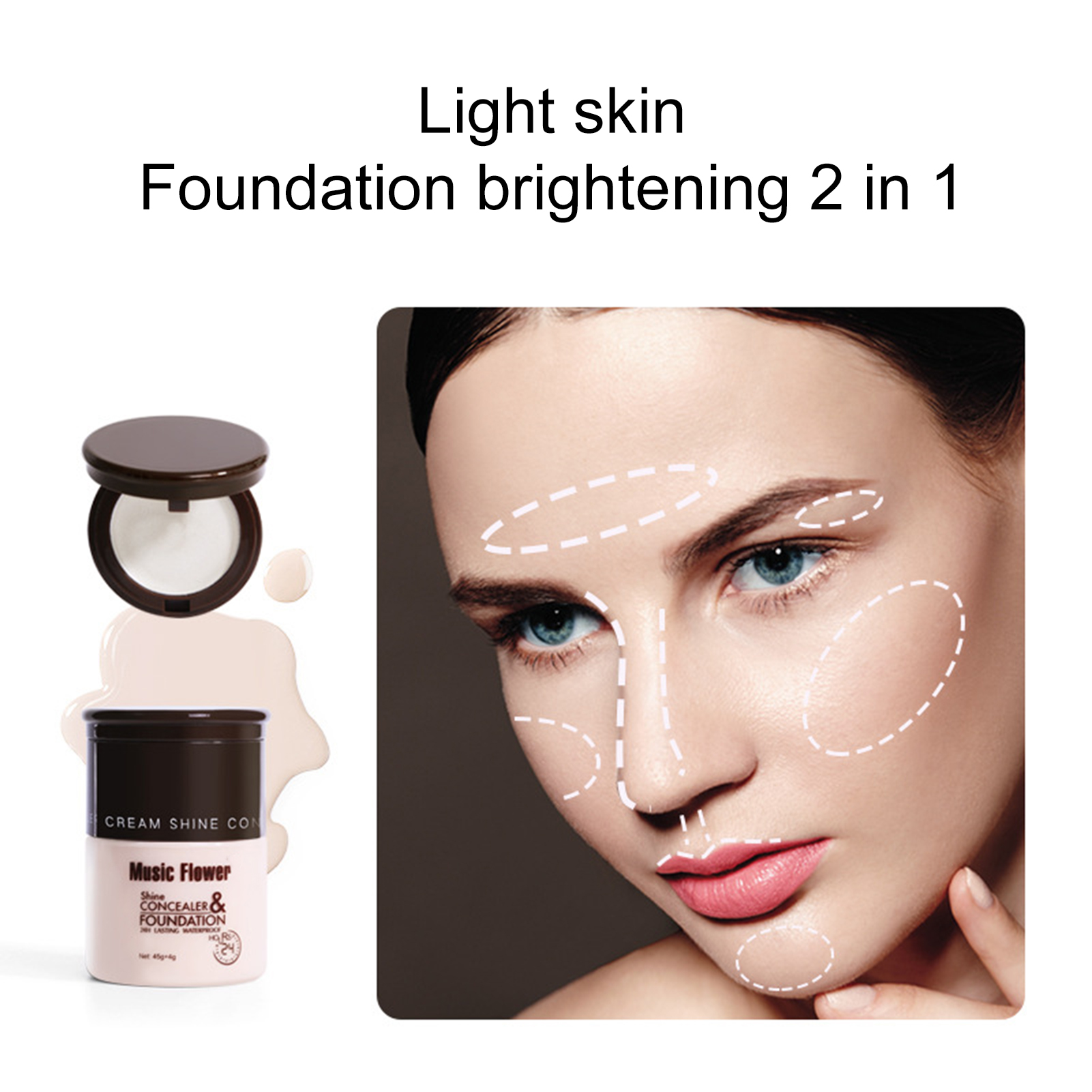 Gwong 49g Liquid Foundation NonFading Cover Pores Avoid Water Loss