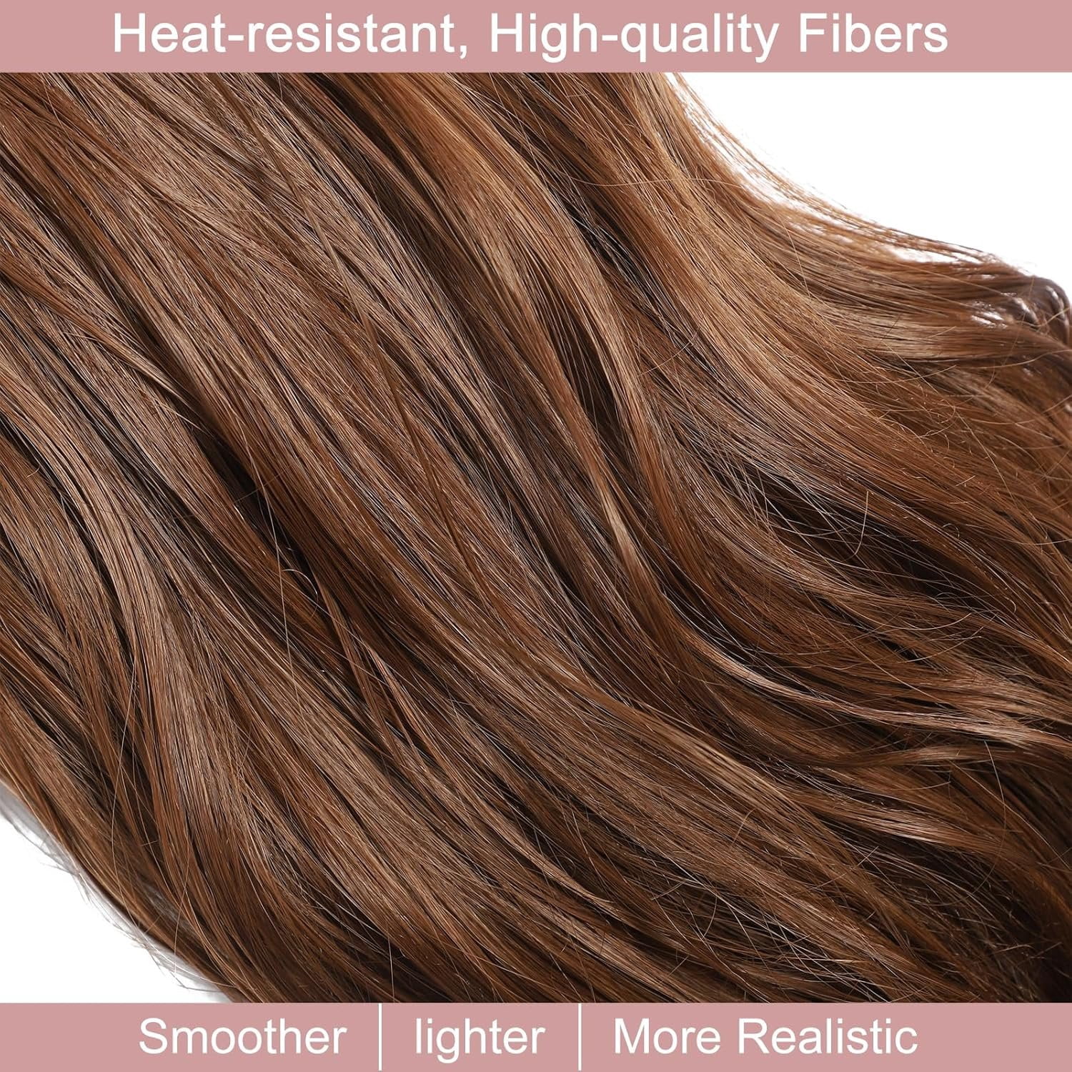 Half Wig Long Wavy Reddish Brown Wig 3/4 Full  Curly Half Wigs Clips in  Synthetic Hair Extensions Hairpieces for Women Quick Weave Self Styled in 60 Seconds Half Wigs