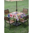thumbnail image 4 of Outdoor Tablecloth with Umbrella Hole for Patio/Picnic/Party/Camping, Purple Pink Floral Waterproof Table Cloth Square Cover Washable, Spring Watercolor Country Flower (54"x 54"), 4 of 8