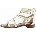 thumbnail image 2 of Sam Edelman Estella Sandshell Open Toe Studded Gladiator Thong Flat Sandals (Sandshell, 5.5), 2 of 6