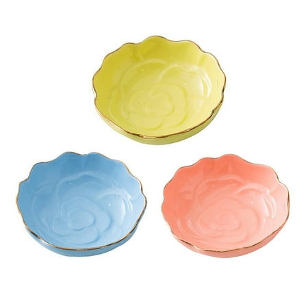 

3 Pcs Ceramic Seasoning Dish Kitchen Food Sauce Dish Household Dipping Dish