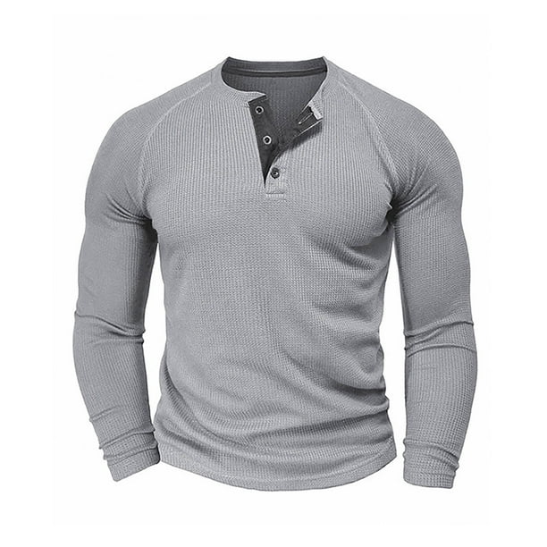 pstuiky camisas de manga larga para hombre, Camisa informal holgada de manga larga con botones de color liso para hombre salir tops m