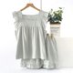thumbnail image 5 of Chaleco sin mangas de algodón de verano, pantalones cortos, ropa de casa, conjunto de pijama de cuello cuadrado de gasa fina para mujer, dulce cuadros sueltos, 5 of 6