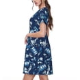 thumbnail image 2 of Rateoe Blue Bus Pattern Women’s Short Sleeve Dress – Casual Elegant Summer A-Line Dress for Everyday Wear, 2 of 6