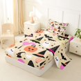 thumbnail image 2 of Feelyou Cartoon Ghost Witch Hat Twin Sheets, Cute Pumpkin Bat Bedding, Beige, 3 Pieces, 1 Flat Sheet, 1 Fitted Sheet and 1 Pillowcase, 2 of 5