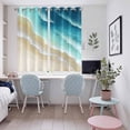 thumbnail image 4 of Teal Gradient Ocean Kitchen Curtains Window Panels, Ombre Watercolor Coastal Beach Waves Insulated Window Treatment Curtain, Grommet Curtains for Bedroom/Living Room/Bathroom, 2 Piece 52"Wx72"L, 4 of 8