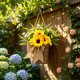 thumbnail image 5 of Guirnalda de girasoles para decoración de pared,cesta de flores colgante,adorno floral artificial para la decoración del hogar en primavera,girasol de plástico realista para colgar en la puerta, 5 of 6