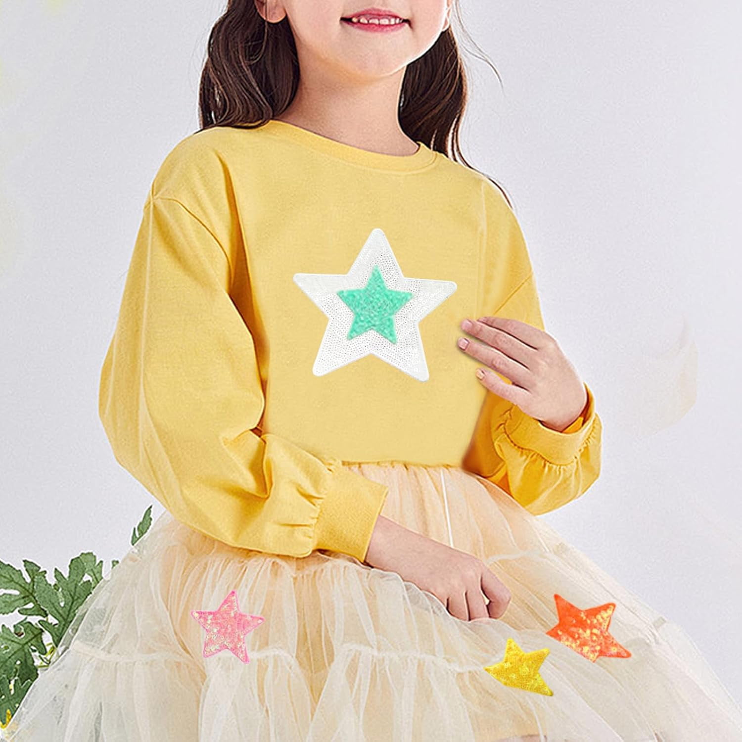 10Pcs Sequin Star Iron on Patches Shiny Stars Patches Embroidery Sequin Patches for Clothes Hats Backpacks Costume