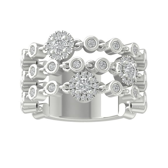 ARAIYA FINE JEWELRY 10K White Gold Round-shape Diamond Fashion Ring (3/4 cttw, I2-I3 Clarity, I-J Color) Size 7