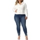 thumbnail image 2 of Chaquetas de mezclilla de mujer de tallas grandes Agnes Orinda, de manga larga, con bolsillos, 1X, blancas, 2 of 7