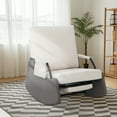 thumbnail image 2 of Silla Mecedora Reclinable para Adultos - Diseño Tapizado en Felpa Blanca con Respaldo Alto y Reposapiés Incorporado - Estructura de Acero para Sala, Dormitorio o Área de Descanso, 2 of 8