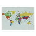 thumbnail image 1 of World Map Cutting Board, Colorful Detailed Continents Design Countries and Oceans Cartoon Illustration, Decorative Tempered Glass Cutting and Serving Board, in 3 Sizes, by Ambesonne, 1 of 2