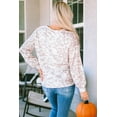 thumbnail image 3 of Women's Leopard Animal Print Contrast Stripes Patchwork Puff Sleeve Knit Top, 3 of 5